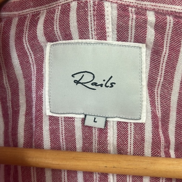 Rails Marley Lucia Stripe Tie Front Button collared Top size L - Picture 3 of 7